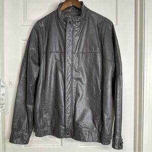 Vintage London Fog Gray Leather Jacket Mens 40 Long Rare Excellent Condition